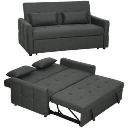 HOMCOM 2 Seater Sofa Bed, Convertible Pull Out Bed Settee, Charcoal Grey in Dark Grey - thumbnail 2