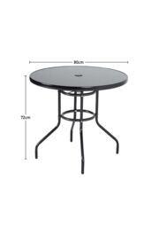 Garden Sanctuary Outdoor Tempered Glass Garden Table with Parasol Hole in Black - thumbnail 6