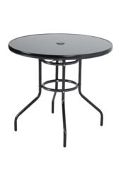 Garden Sanctuary Outdoor Tempered Glass Garden Table with Parasol Hole in Black - thumbnail 3