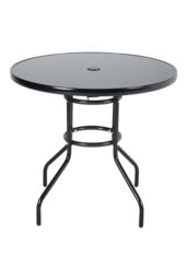 Garden Sanctuary Outdoor Tempered Glass Garden Table with Parasol Hole in Black - thumbnail 5