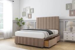 "Sloomy Langston Plush Divan Set 4 Drawers-26"" Headboard-Footboard in Bronze - Size: King" - thumbnail 1