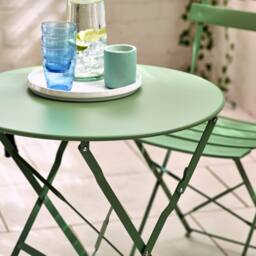 FurnitureboxUK Cabo 2 Seater Metal Bistro Set with Round Table in Green - thumbnail 3