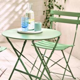 FurnitureboxUK Cabo 2 Seater Metal Bistro Set with Round Table in Green - thumbnail 2