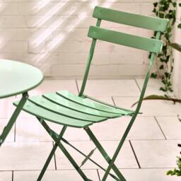 FurnitureboxUK Cabo 2 Seater Metal Bistro Set with Round Table in Green - thumbnail 4