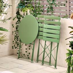 FurnitureboxUK Cabo 2 Seater Metal Bistro Set with Round Table in Green - thumbnail 7