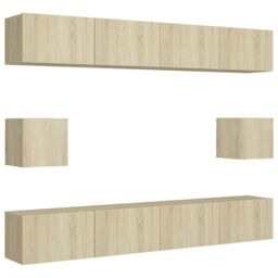 Berkfield Home 6 Piece TV Cabinet Set Sonoma Oak Engineered Wood in Brown - thumbnail 2