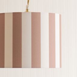 ValueLights Callie Colour Clash Natural & Brown Stripe Fabric Drum Lamp Shade - Size: Small - thumbnail 4