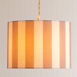 ValueLights Callie Colour Clash Natural & Brown Stripe Fabric Drum Lamp Shade - Size: Small - thumbnail 3
