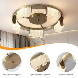 NIVOR 5 - Light 40cm LED Acrylic Flush Mount in Gold - thumbnail 9