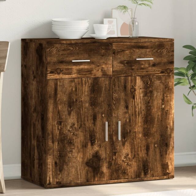 Berkfield Home Sideboard Smoked Oak 79x38x80 cm Engineered Wood in Brown - Size: 79 x 38 x 80 cm - image 1