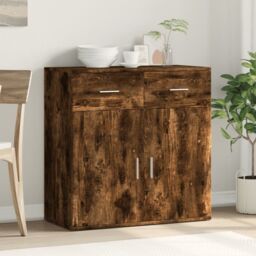 Berkfield Home Sideboard Smoked Oak 79x38x80 cm Engineered Wood in Brown - Size: 79 x 38 x 80 cm - thumbnail 3