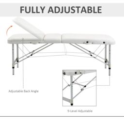 HOMCOM Portable Massage Table Beauty Therapy Couch Bed Spa Aluminum in White - Size: Single - thumbnail 6