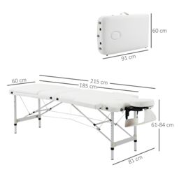 HOMCOM Portable Massage Table Beauty Therapy Couch Bed Spa Aluminum in White - Size: Single - thumbnail 3