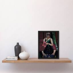 Artery8 Carnival Mask Green Violet & Pink Beckmann Framed Wall Art Print - Size: A4 - thumbnail 4
