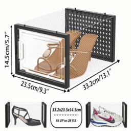 VOGREX 12 x Stackable Foldable Boxes Trainers Organiser in Black - thumbnail 2