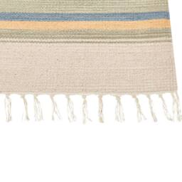 Wyld and Coco Klim Handwoven Cotton Kilim Rug Beige Multicolour Reversible Tassels - Size: 80 cm x 150 cm - thumbnail 5