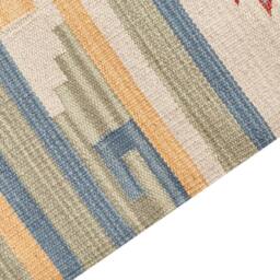 Wyld and Coco Klim Handwoven Cotton Kilim Rug Beige Multicolour Reversible Tassels - Size: 80 cm x 150 cm - thumbnail 4