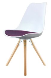 Fusion Living Soho Plastic Dining Chair with Pyramid Light Wood Legs in Aubergine - thumbnail 2