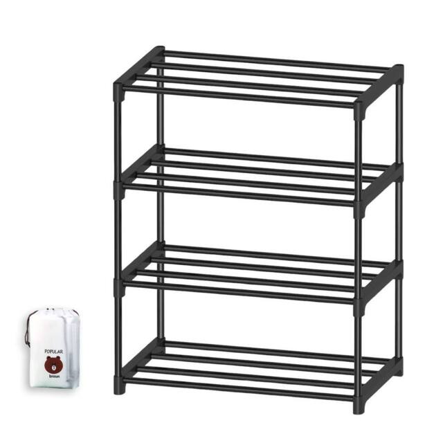 EONLION 4Tier Shoe Rack Slim Narrow Free Standing Shoes Storage in Black - image 1