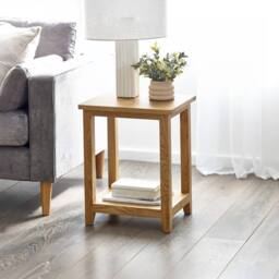 Cheshire Kinloch Contemporary Lamp Table in Oak in Light Brown - thumbnail 2