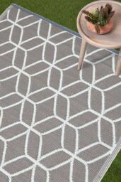 Homescapes Luxury Outdoor Rug Waterproof Reversible for Garden, Grey Geometric - Size: 120 cm x 180 cm - thumbnail 2