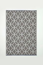 Homescapes Luxury Outdoor Rug Waterproof Reversible for Garden, Grey Geometric - Size: 120 cm x 180 cm