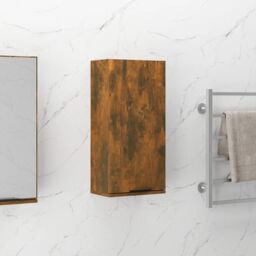 Berkfield Home Wall-mounted Bathroom Cabinet Smoked Oak 32x20x67 cm in Brown - Size: 32 x 20 x 67 cm - thumbnail 1