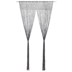 Berkfield Home Macrame Curtain Anthracite 140x240 cm Cotton in Dark Grey - thumbnail 3