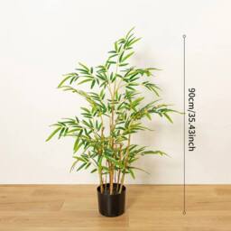 EONLION 90-Artificial Plant Plant Pot Bamboo Leaf in Green - Size: 100 cm - thumbnail 2