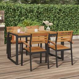 Berkfield Home Garden Table with U-shaped Legs 140x80x75 cm Solid Wood Acacia in Brown - Size: 140 x 80 x 75 cm - thumbnail 2
