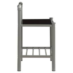 Berkfield Home Bedside Cabinets 2 pcs Grey & Black Metal & Glass - thumbnail 4