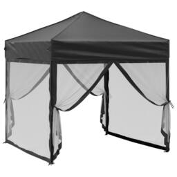 Berkfield Home Sturdy Folding Party Tent with Sidewalls Black 2x2 m - thumbnail 1