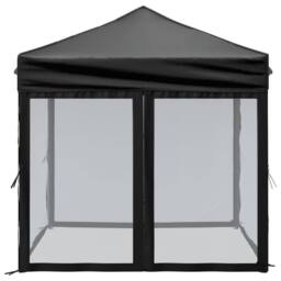 Berkfield Home Sturdy Folding Party Tent with Sidewalls Black 2x2 m - thumbnail 4
