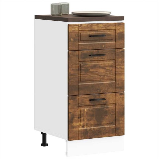 Berkfield Home Kitchen Base Cabinet Porto Smoked Oak Engineered Wood in Brown - image 1