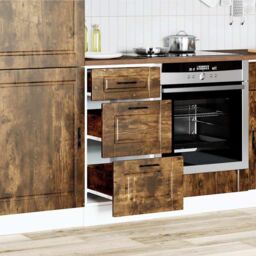Berkfield Home Kitchen Base Cabinet Porto Smoked Oak Engineered Wood in Brown - thumbnail 3