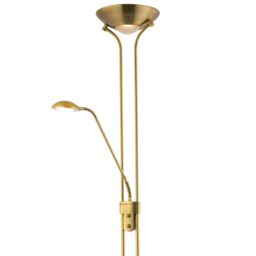 Happy Homewares LED Mother & Child Floor Lamp with Rotary Dimmer Switches & Reading Light in Metallic Gold - thumbnail 3