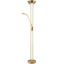 Happy Homewares LED Mother & Child Floor Lamp with Rotary Dimmer Switches & Reading Light in Metallic Gold - thumbnail 2