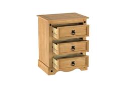 Birlea Pair of Corona Large 3 Drawer Bedside Cabinet Bedside Mexican Chest in Natural - thumbnail 5