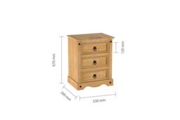 Birlea Pair of Corona Large 3 Drawer Bedside Cabinet Bedside Mexican Chest in Natural - thumbnail 6