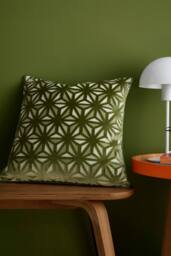 Appletree 'Star Geo' Velvet Filled Cushion in Green - Size: 43 cm x 43 cm