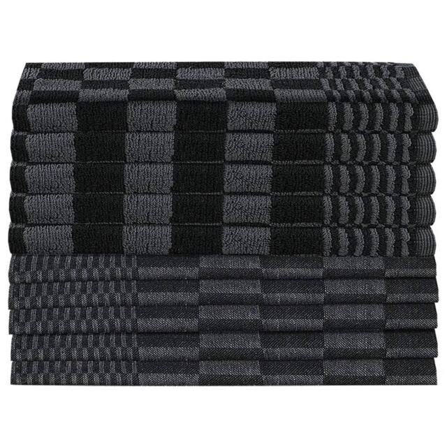 Berkfield Home Soft 10 Piece Towel Set Black & Grey Cotton - image 1