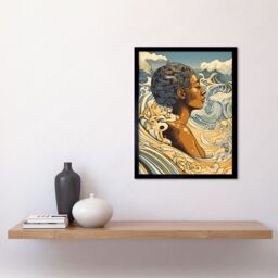 "Artery8 Wall Art Print Love of the Sea Summer Swim Modern Art Framed in Black - Size: W12"" x H16""" - thumbnail 2