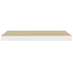 Berkfield Home Floating Wall Shelves 2 pcs Oak & White 60x23.5x3.8 cm MDF in Natural - thumbnail 5