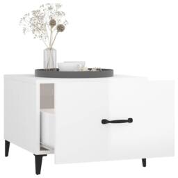 Berkfield Home Decorative Coffee Table with Metal Legs High Gloss White 50x50x40 cm - Size: 50 x 50 x 40 cm - thumbnail 5