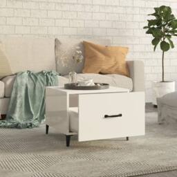 Berkfield Home Decorative Coffee Table with Metal Legs High Gloss White 50x50x40 cm - Size: 50 x 50 x 40 cm