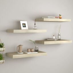 Berkfield Home Floating Wall Shelves 4 pcs Oak 50x23x3.8 cm MDF in Brown - thumbnail 1