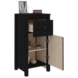 Berkfield Home Sideboards 2 pcs Black 40x35x80 cm Solid Wood Pine - Size: 40 x 35 x 80 cm - thumbnail 4