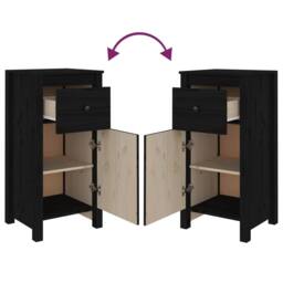 Berkfield Home Sideboards 2 pcs Black 40x35x80 cm Solid Wood Pine - Size: 40 x 35 x 80 cm - thumbnail 7