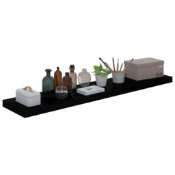 Berkfield Home Floating Wall Shelves 4 pcs High Gloss Black 120x23.5x3.8 cm MDF - thumbnail 3