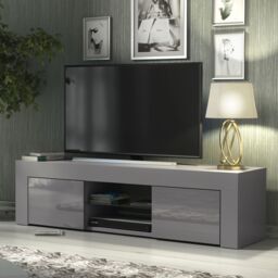 Creative Furniture TV Unit 130cm Modern - Dark Grey with High Gloss Doors - thumbnail 1